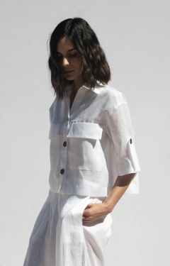 CHAQUETA POCKET BLANCA [LINO 100%] - Caprichos del Rey