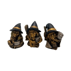 3 ESTATUAS DE BRUXA 7CM (DOURADO)