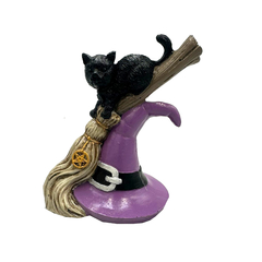 GATO BRUXO NO CHAPÉU COM VASSOURA
