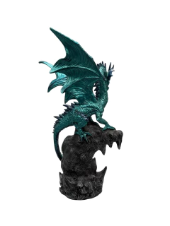 Escultura De Dragão Místico Em Resina Com Base De Roch Wicca azul na internet