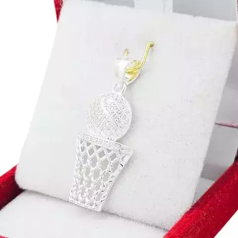 Dije Plata 925 Aro De Basquet Con Piedras C1403 - comprar online