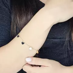 Pulsera Corazones Oro 18k 17 Cm Estuche Pana Mini Rolo C162 - comprar online