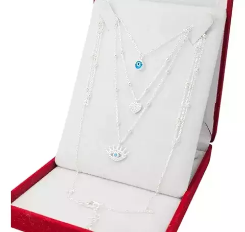 Collar Plata 925 Triple Dije 45 45 50 Cm Regulable C1545 - comprar online