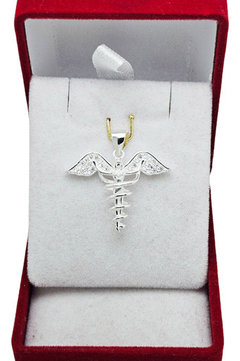 Dije Plata 925 Símbolo Medicina Medica Caduceo C1276 - comprar online