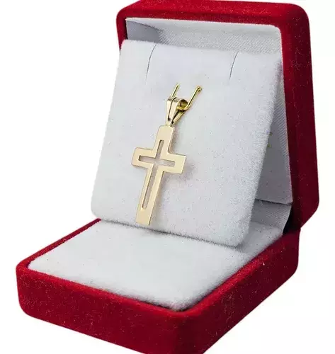Cruz Oro 18k Rose 1.1 Gr 16x30 Mm Centro Calado C1480 - comprar online