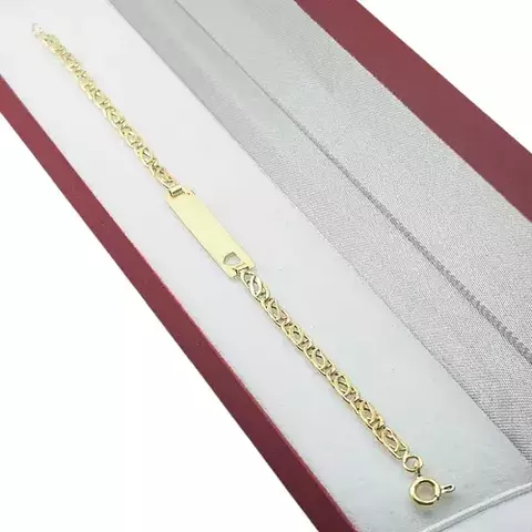 Pulsera Identidad 18k Arenada Bebé Corazon 14.5 Cm C1440 - comprar online