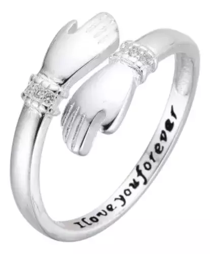 Anillo Plata 925 Ajustable Abrazo Dia De Enamorados C1593 - comprar online