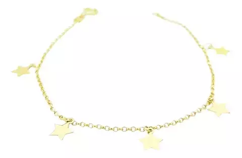 Pulsera Oro 18k Con Dijes Estrellas Mini Rolo C168 - comprar online