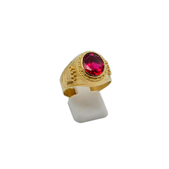 Anillos Oro 18kts Hombre Corona Sello Con Piedra 7,9 Oval