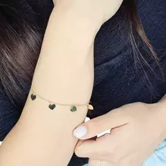 Pulsera Corazones Oro 18k 17 Cm Estuche Pana Mini Rolo C162 en internet