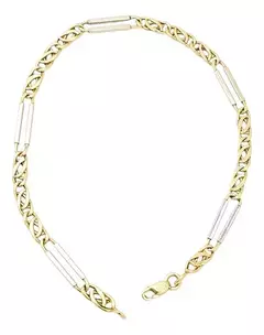 Pulsera Oro 18k Boston Bicolor 20.5 Cm Mosqueton C714 - tienda online