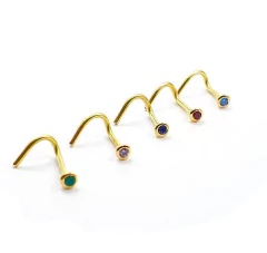 Piercing Oro Nariz 2mm Blanco Negro Azul Rojo Fucsia Verde