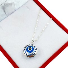 Conjunto Cadena Y Dije Plata 925 Ojo Turco Redondo Griego - 2,3 Grs - - comprar online