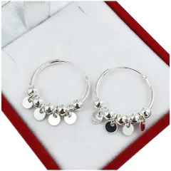 - Aros Argolla Plata 925 Bolitas 20mm 3.1gr Cierre Clasico -