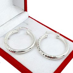 Aros Argolla Plata 925 Facetados 30mm 5.5gr Cierre Italiano - - comprar online