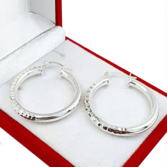 Aros Argolla Plata 925 Facetados 30mm 5.5gr Cierre Italiano - - comprar online