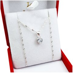 Conjunto Plata 925 Cadena Y Corazón Cubic Negro Y Blanco - 1,9Grs - - comprar online