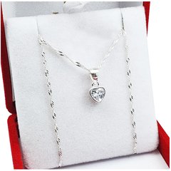 Conjunto Plata 925 Cadena Y Corazón Cubic Negro Y Blanco - 1,9Grs - en internet