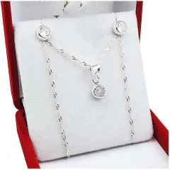 Conjunto Plata 925 Modelo Susanito Aros Dije - 2,8Grs -