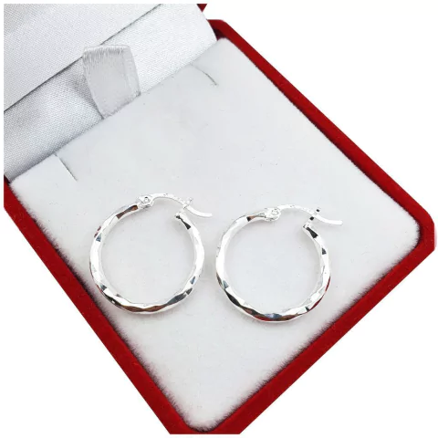 Aros Argolla Plata 925 Facetados 18mm 1.5gr Cierre Italiano -