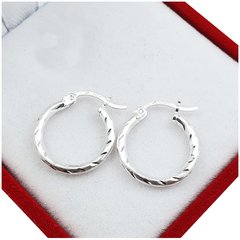 Aros Facetados Plata 925 Cierre Italiano 18mm 1.5gr - - comprar online