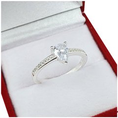 Cintillo De Compromiso Plata 925 Italiano Piedra En V