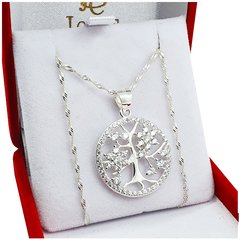 Conjunto De Plata 925 Cadena + Dije Arbol De La Vida 2.5 Cm - 4,5Grs -