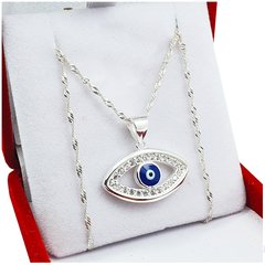 Conjunto Cadena Dije Ojo Turco Plata 925 Con Piedras Cubic - 4,3Grs - - comprar online