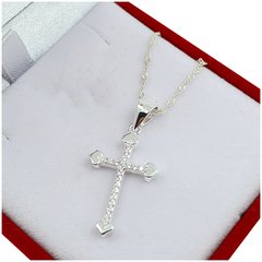 Conjunto De Plata 925 Cruz 4 Corazones + Cadena Singapur - 2,7Grs - comprar online