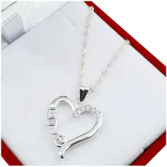 Conjunto Plata 925 Corazón Love Y Piedras Con Cubic - 3,2Grs - comprar online