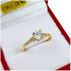 Anillo De Oro 18k Cintillo Compromiso Casamiento Dama 2Grs 4 Grifas - Joyas Center