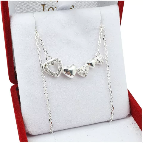 Conjunto De Plata 925 Modelo Ccd6 Corazones Con Piedras - 4,8Grs