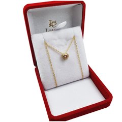 Conjunto Oro 18k Cadena Singapur Corazón Pasante Dczp06 1,6Grs