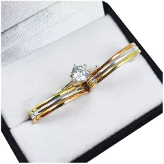 ALIANZAS DE PLATA 925 Y ORO 18K MODELO TRICOLOR CON CINTILLO DE PLATA 925 Y GRABADO DE CADA ALIANZA