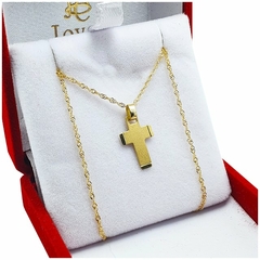Conjunto Cruz Oro 18kts Cadena Singapur 50cm - 1,9Grs - comprar online