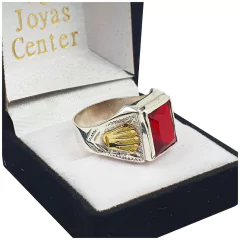 Anillos Plata Y Oro 18kts Hombre Corona Sello Con Piedra - en internet