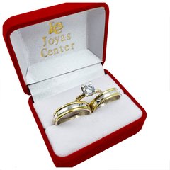 ALIANZAS DE PLATA 925 Y ORO 18K AMARILLO MODELO C5D2 CON CINTILLO DE PLATA Y ORO Y GRABADO DE CADA ALIANZA - comprar online