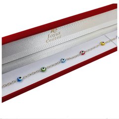 Tobillera De Plata 925 Ojo Turco Colores Nazar Joyas 3,8gr - - comprar online