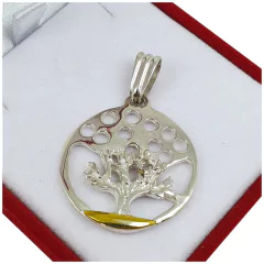 Dije Plata Y Oro 18kts Arbol De La Vida Amor D302 -