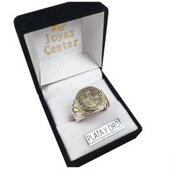 Anillo Plata Y Oro 18kts San Benito Protector 6,6gr - - comprar online