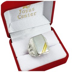 Anillo Sello Plata Y Oro 18kts Grabado Joyas Hombre 709 -