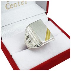 Anillo Sello Plata Y Oro 18kts Grabado Joyas Hombre 709 - - comprar online