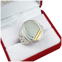 Anillo Sello Plata Y Oro 18kts Grabado Hombre Coronas 712 -