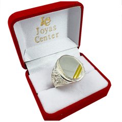 Anillo Sello Plata Y Oro 18kts Grabado Hombre Coronas 712 - en internet