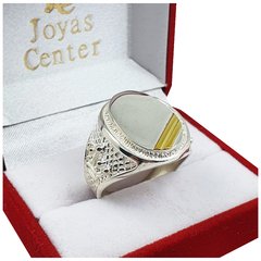 Anillo Sello Plata Y Oro 18kts Grabado Hombre Coronas 712 - - comprar online