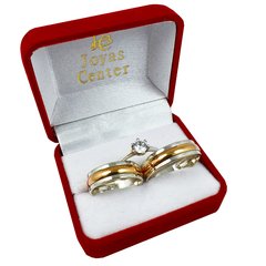 ALIANZAS DE PLATA 925 Y ORO 18K ROSE MODELO C5MD3R CON CINTILLO DE PLATA Y ORO Y GRABADO DE CADA ALIANZA - tienda online