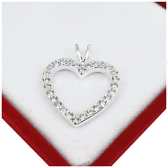 Dije Corazon Plata 925 Mujer Amor Con Piedras - 2,4Grs -