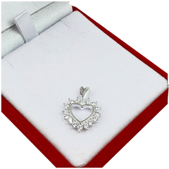 Dije Corazon Plata 925 Mujer Amor Con Piedras - 1,7Grs -