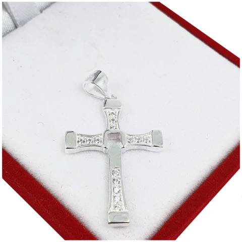 Dije Cruz 925 Mujer Amor Con Piedras Elegante - 2,6Gr -