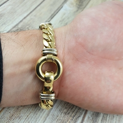 Pulsera Oro 18k Amarillo Blanco 36.6 Gr 20 Cm C1488 - tienda online